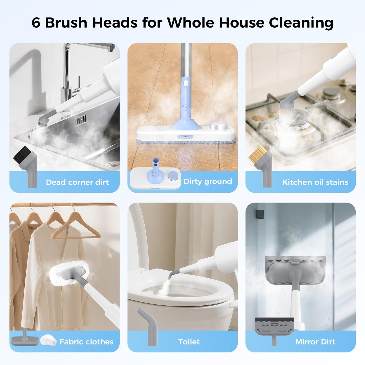 Steam Mop, 10 in 1 Detachable Handheld Steam Cleaner for Home and Floor Cleaning, 230°F Floor Steamer for Deep Cleaning with Multi-purpose Attachments Hardwood Floors, Tile, Grout, Furniture