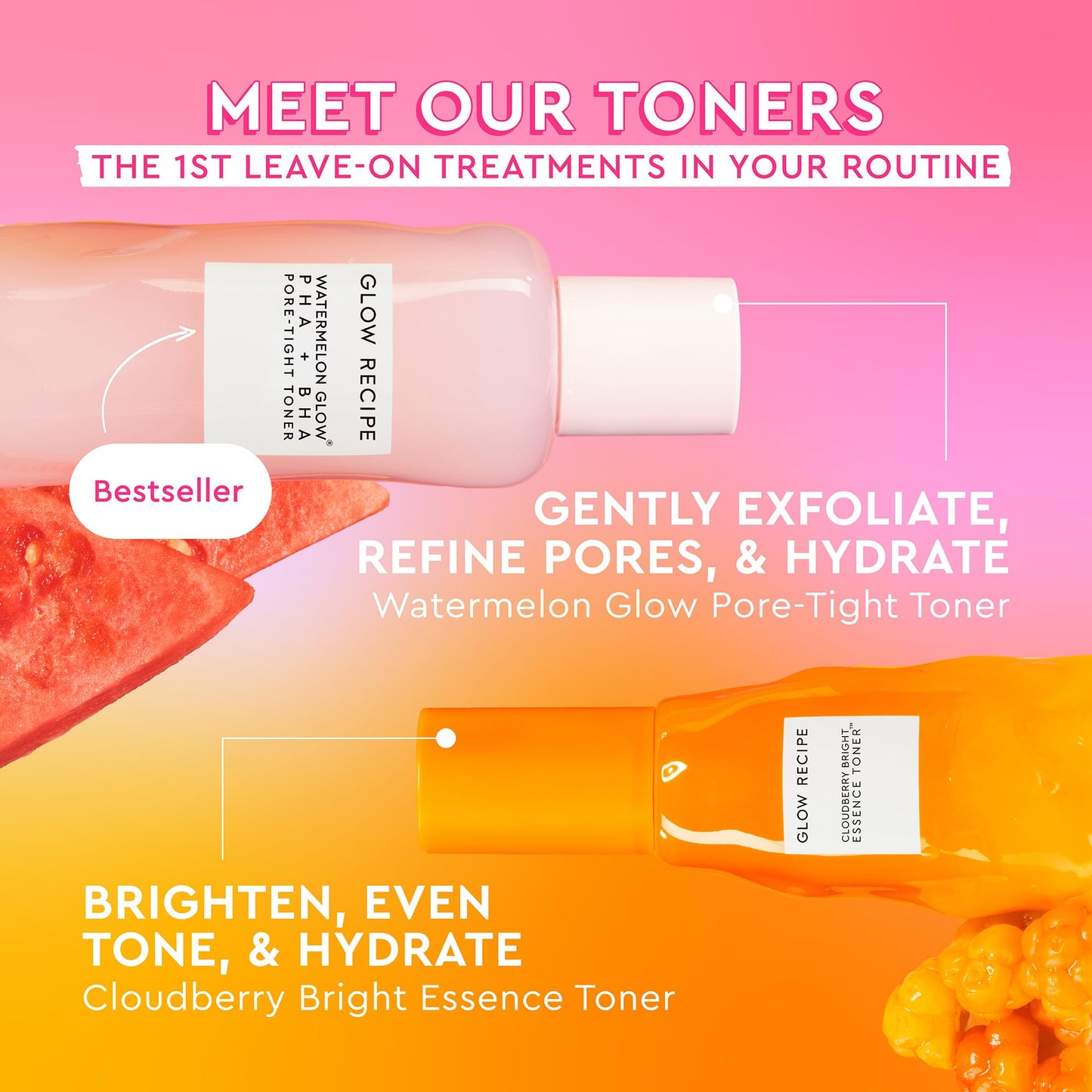 Glow Recipe Cloudberry Brightening Toner + Essence Skincare - CoQ10 Face Toner to Strengthen Skin Barrier + Hydrating Rice Water, Vitamin C, E & 5% Glycerin to Soften & Even Skin Tone (75ml)