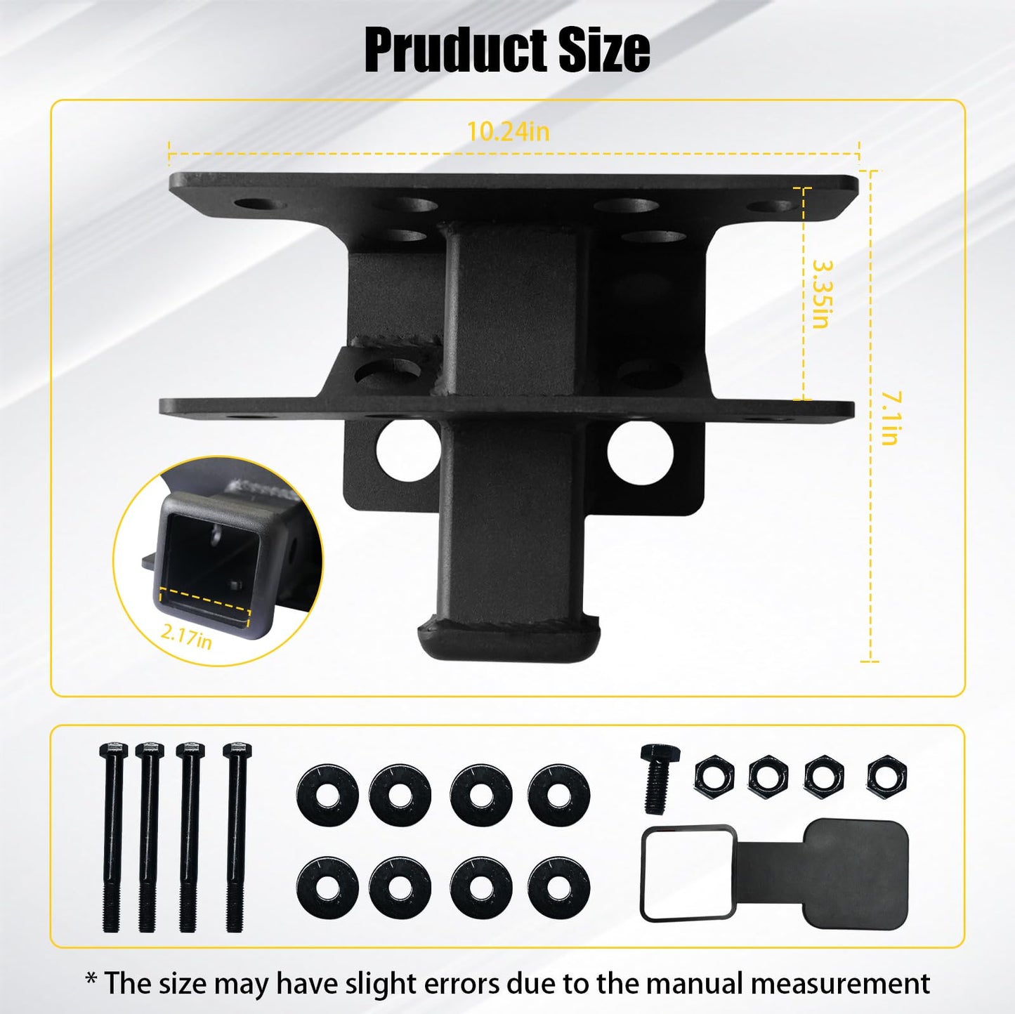 MusixiA Trailer Tow Hitch Receiver Kit for Ford Bronco 2021 2022 2023 2024 2025 2 Door & 4 Door Hitch Receiver with Cover, 2 Inch Receiver Hitch Towing Hook (Exclude Bronco Sport)