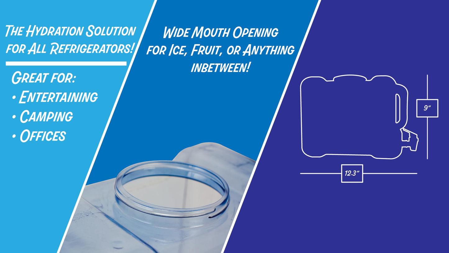 New Wave Enviro Products BPA Free Tritan Bottle, 2 Gallon Refrigerator with BPA Free Spigot and Integrated Handle, Refrigerator Dispenser Bottle, light blue