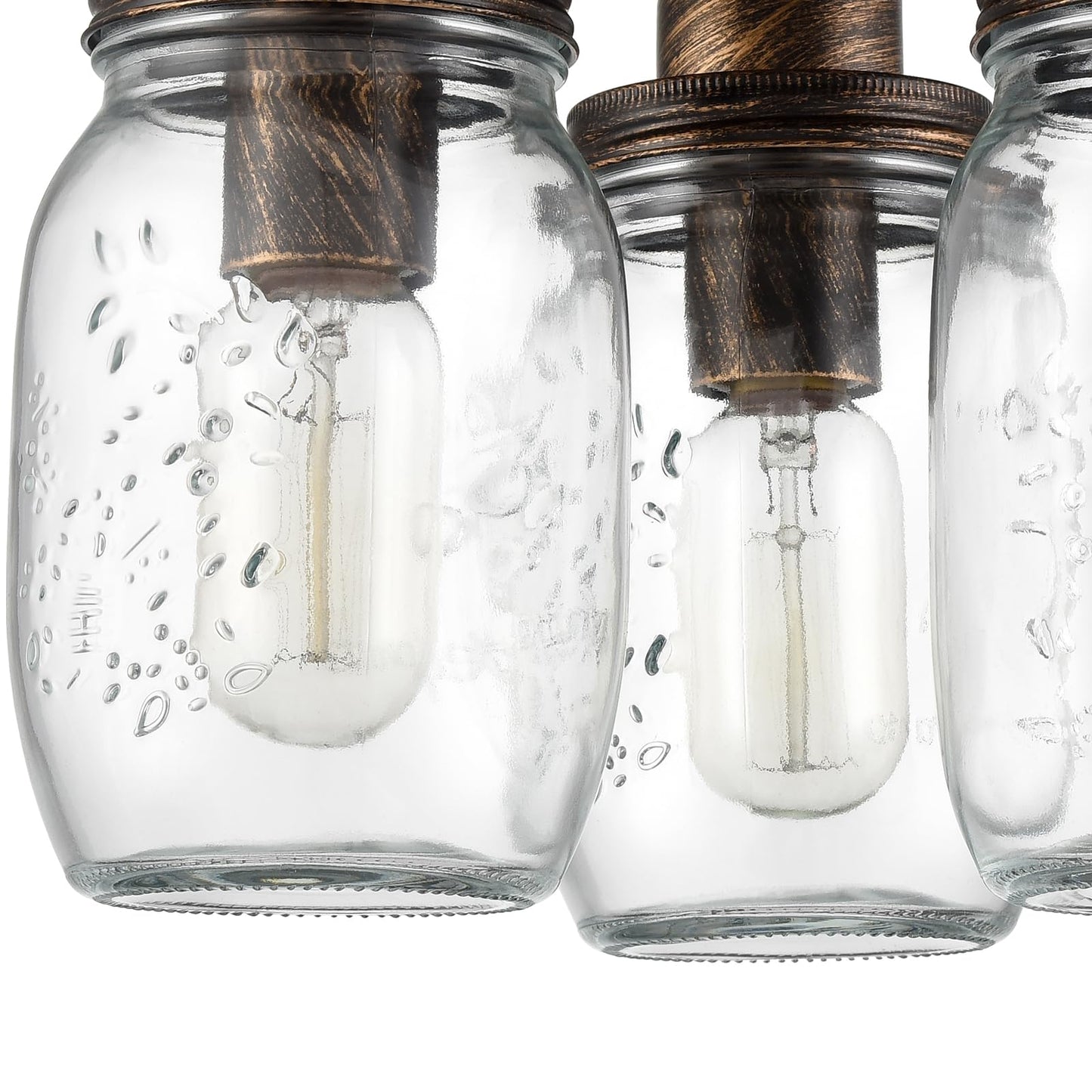 CLAXY Mason Jar Ceiling Light 3-Light Farmhouse Flush Mount Ceiling Light Fixture for Kitchen Bedroom Dining Room Black with Brushed Brass