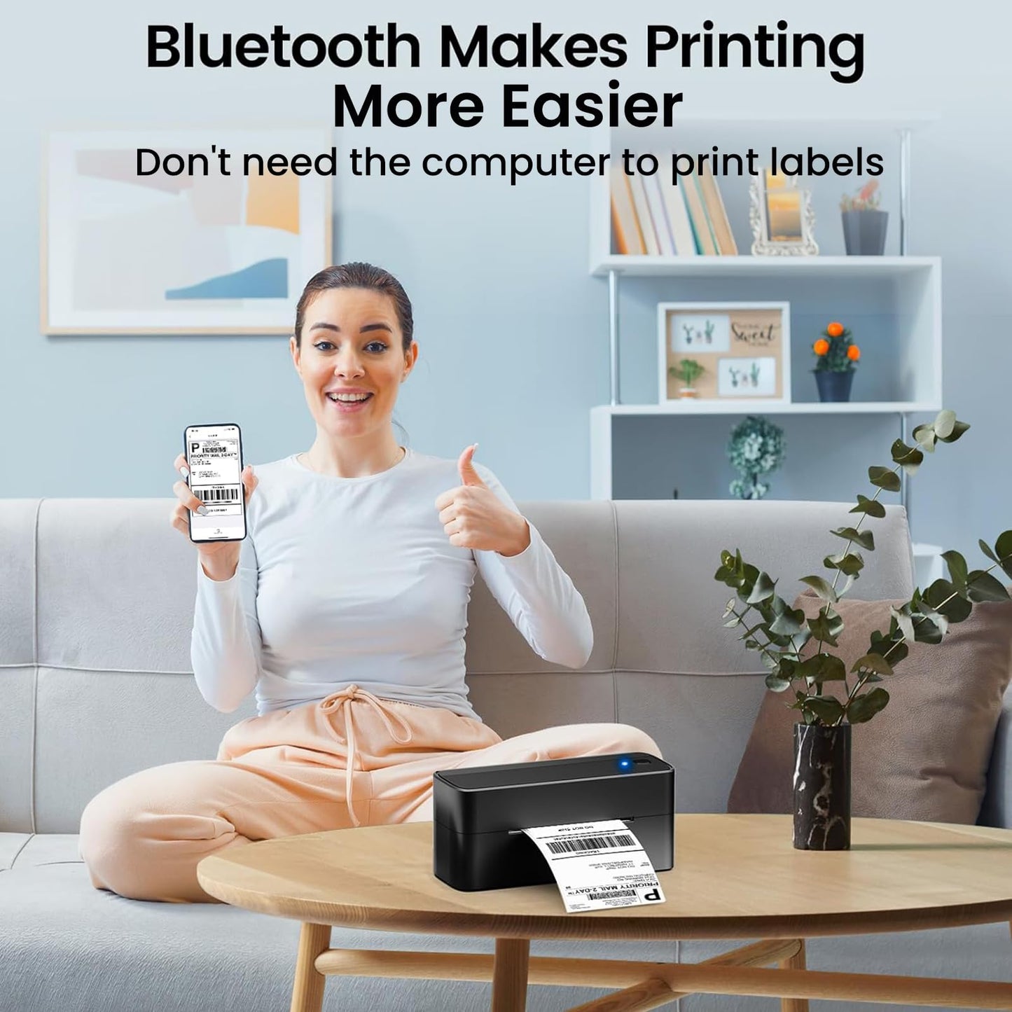 ASprink Shipping Label Printer - 241BT Bluetooth Thermal Label Printers for Small Business, 4X6 Wireless Thermal Printer for Shipping Packages, Compatible with iPhone, Windows, USPS, Amazon, Black