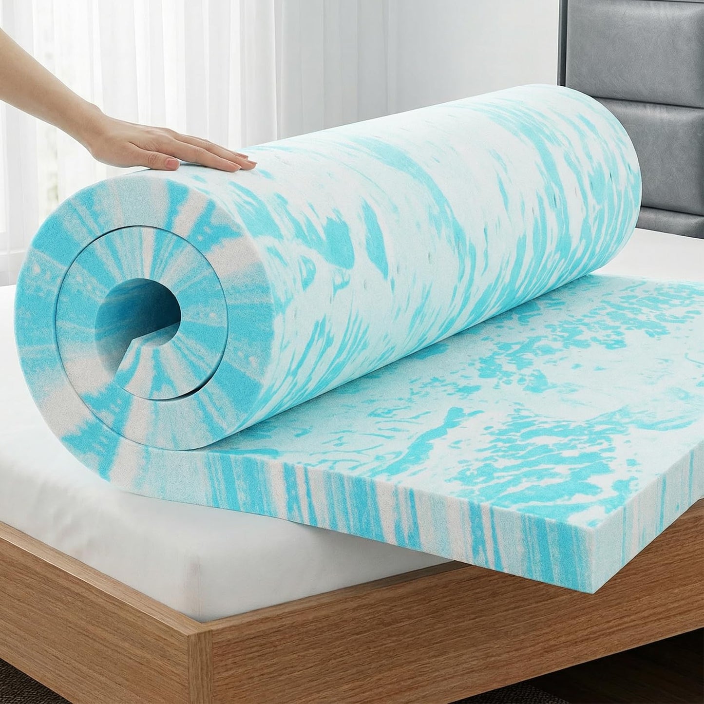 OLIXIS 3 Inch Full Size Gel Infused Memory Foam Mattress Topper, a Soft Breathable Cooling Bed Pad, a Comfortable Bed Mattress Overlay for Bedroom, RV, Camper and Sleeper Sofa, CertiPUR-US Certified