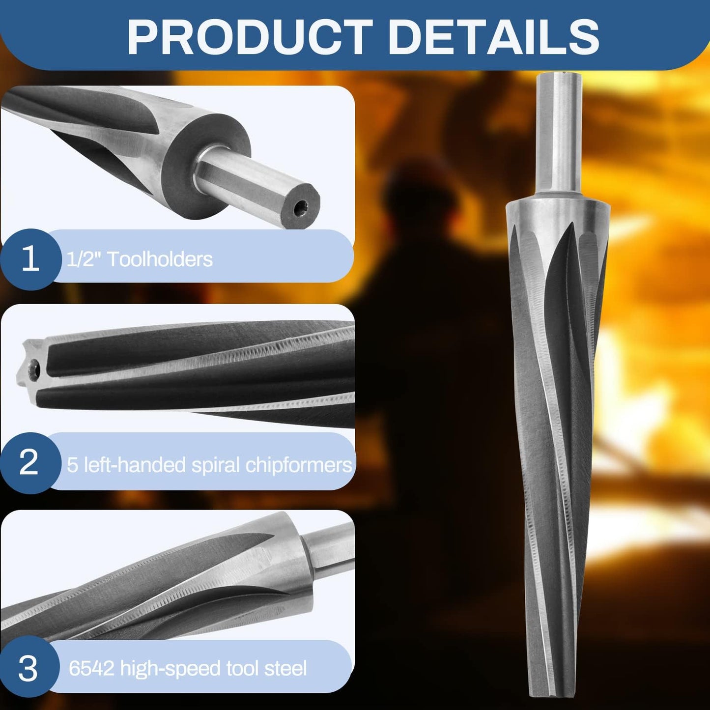 7 Degree Ball Joint Tapered Reamer,6542 High-Speed Tool Steel Tapered Ball Joint Reamer,Tapered Reamer Tie Rod For 1-1/2" Per Foot