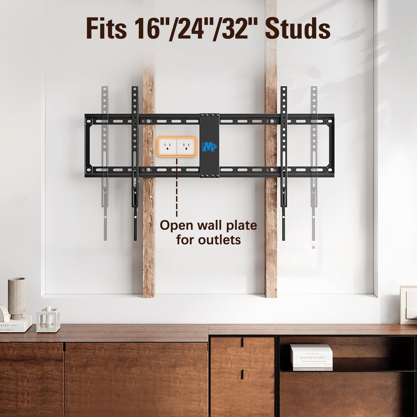Mounting Dream Fixed TV Wall Mount, Low Profile Wall Mount TV Bracket for Most 42-90 Inch TVs, Flush TV Mount for Space Saving, Fits 16", 18‘', 24", 32" Studs, Max VESA 800x400mm and 132lbs MD2361-32