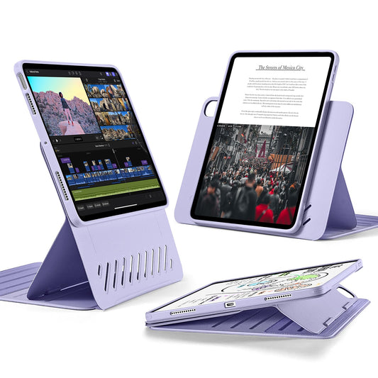 ESR for iPad Air 11 Inch Case M3/M2 (2025/2024), iPad Air 5th/4th Gen Case (2022/2020) 10.9 Inch, Removable Magnetic Cover, Adjustable Portrait/Landscape Stand, 9 Standing Angles, Light Purple