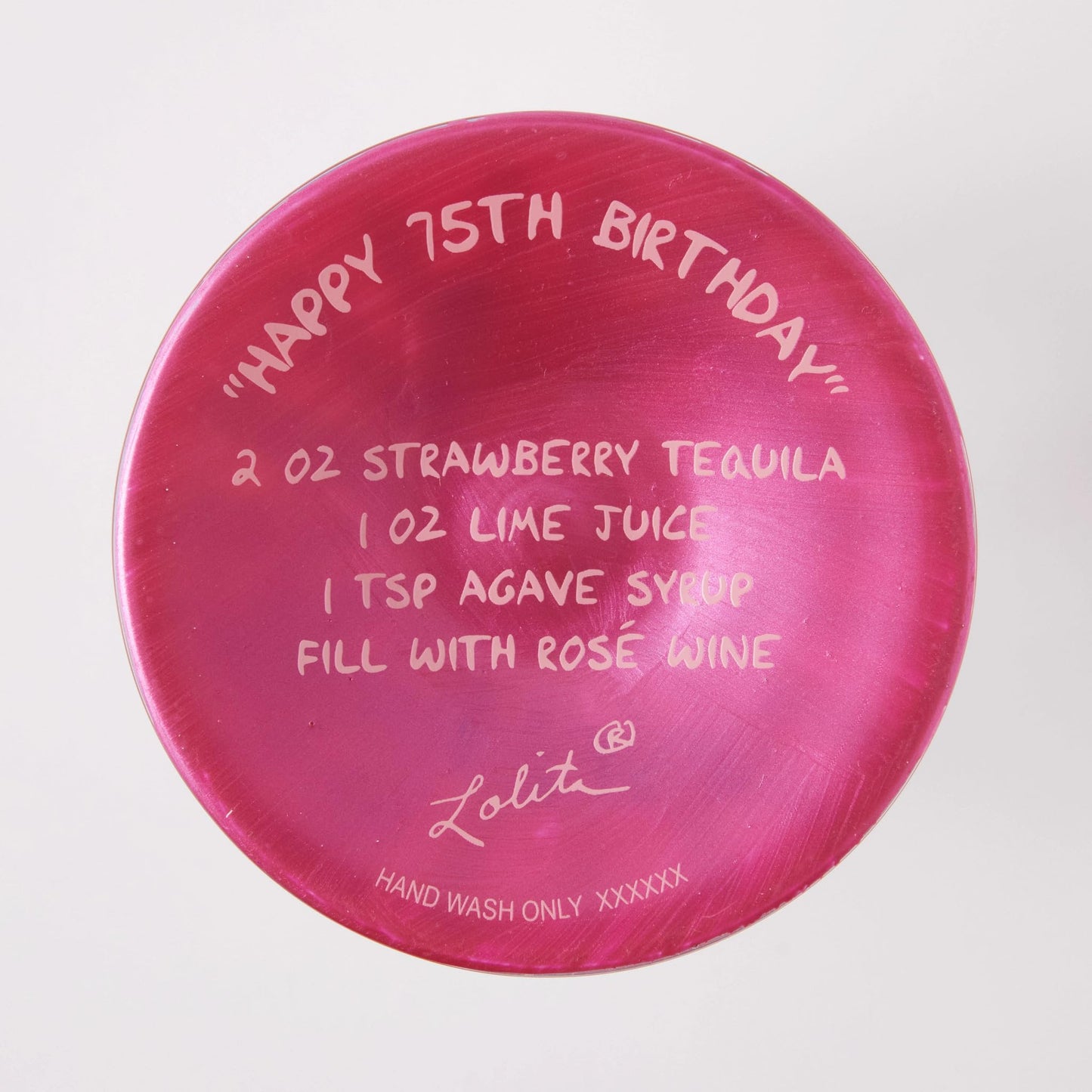 Enesco Lolita Happy 75th Birthday Hand-Painted Artisan Wine Glass, 15 Ounce, Multicolor