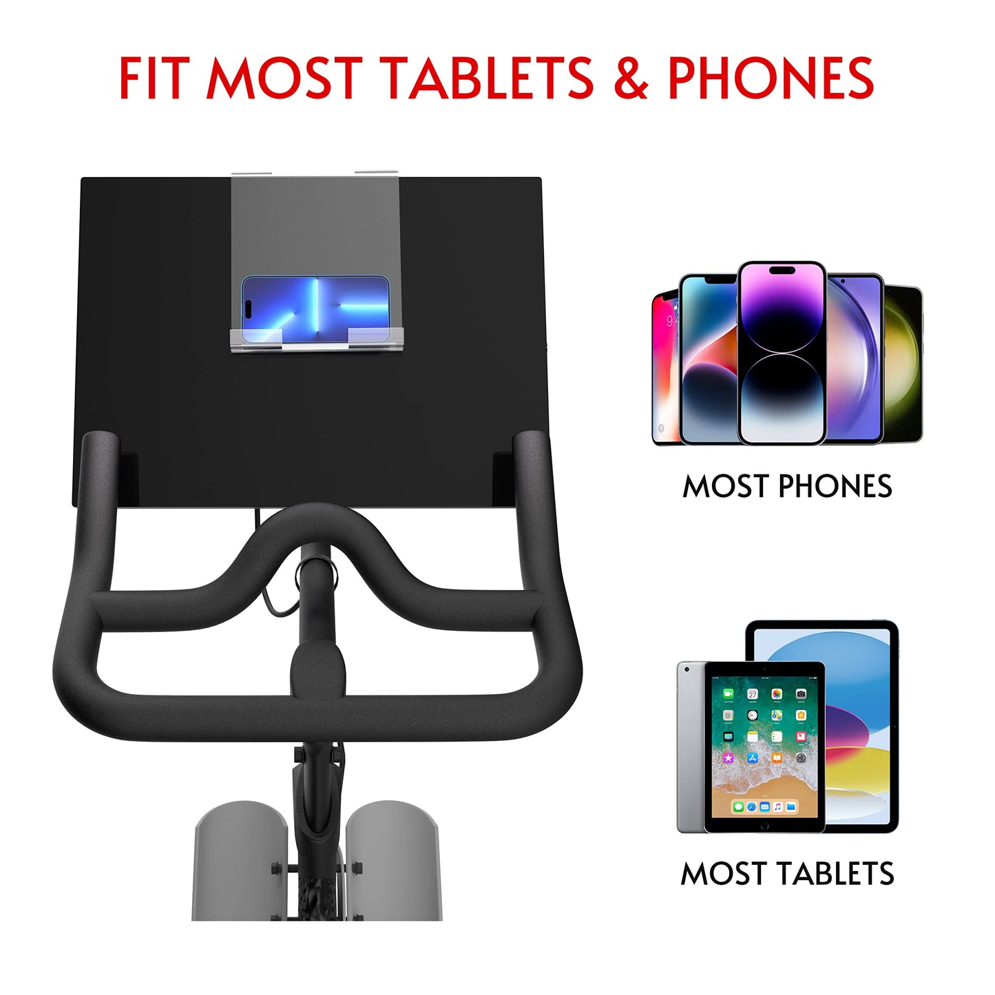 Crostice Tablet Holder Mount Compatible with Peloton Bike & Bike Plus & Row & Tread, Holder for iPad, Phone Holder Tablet Stand for Most Exercise Bike & Treadmill Accessories, Compatible with MYX Bike