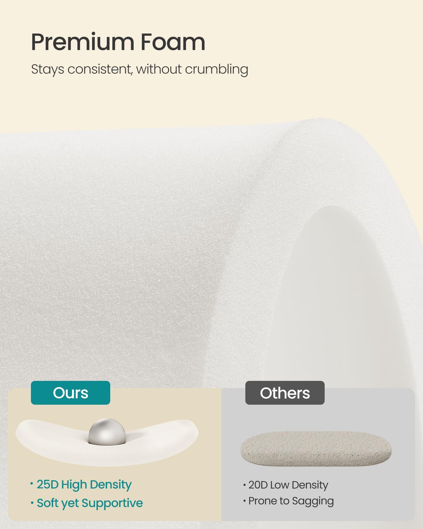 SONGMICS Mazie Collection - Folding Ottoman with Storage, Oval Storage Ottoman Bench, for Living Room, Bedroom, Velvet Fabric, 15 x 43 x 15 Inches, Cream White ULSF297LH01