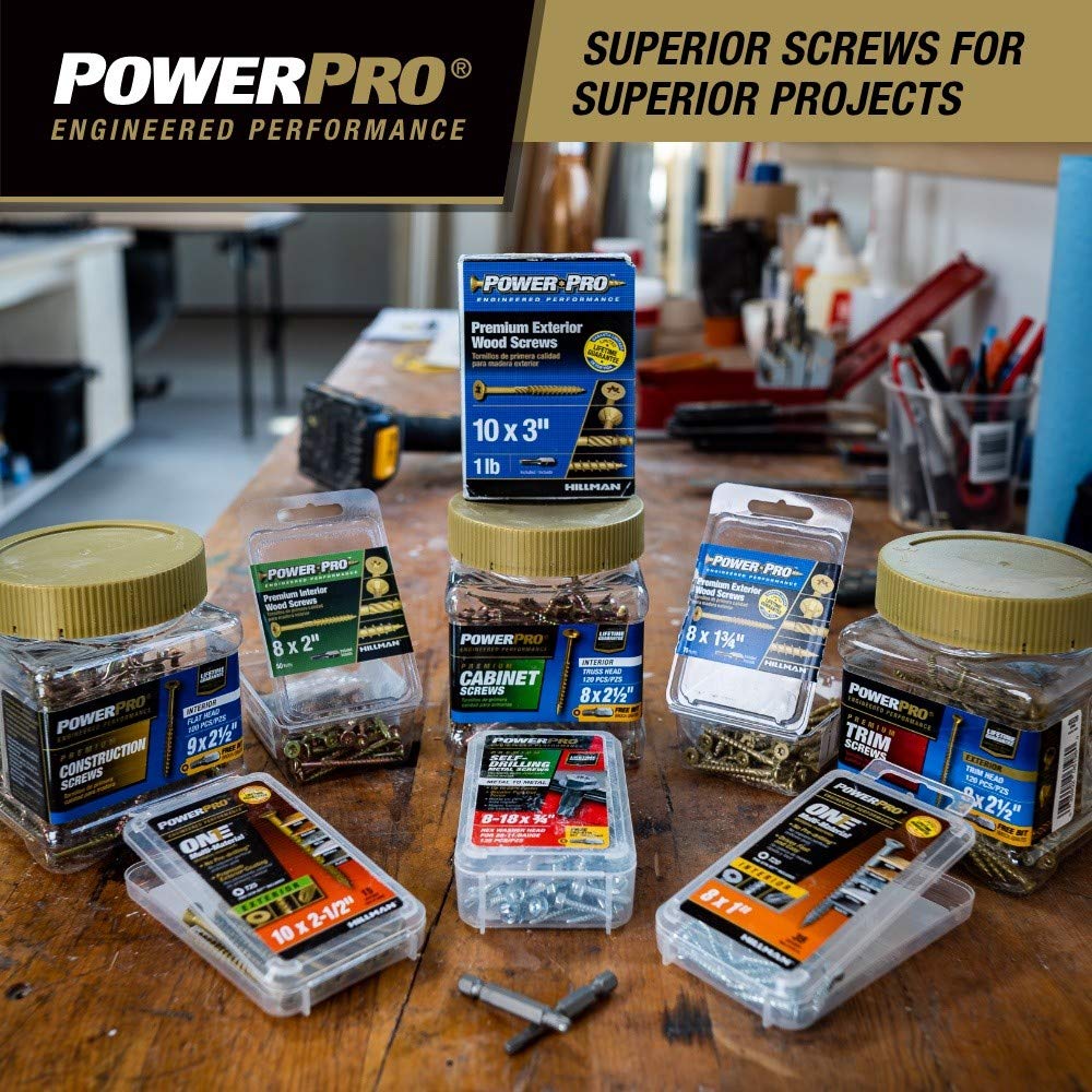 Power Pro 48616 Wood Screws, #10 x 4-1/2", Premium Outdoor Deck Screws, Rust Resistant, Epoxy Coated Bronze, 5lb Tub, 237 pcs