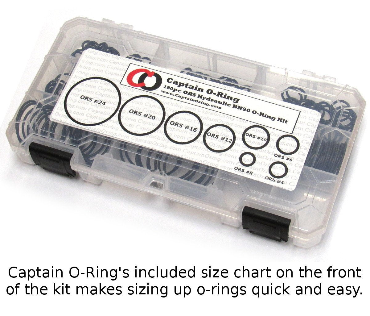 Captain O-Ring ORS/ORFS (for Flat Face Fittings) Hydraulic O-Ring Seal Kit (Buna 90 / BN90-180 Piece Kit)