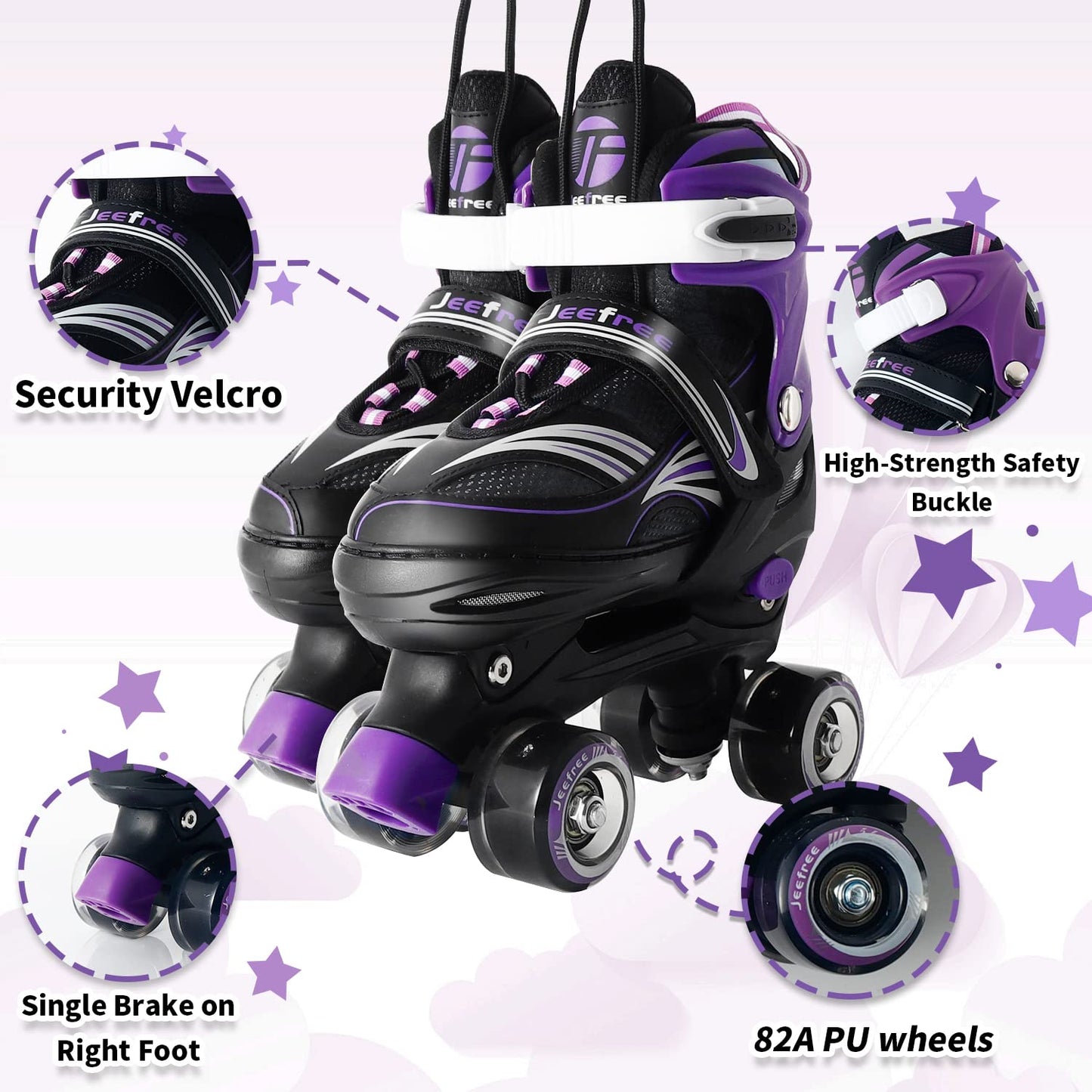 Rainbow Unicorn 4 Size Adjustable Light up Roller Skates for Girls Boys for Kids，All 8 Wheels of Girl's Skates Shine,Safe and Fun for Kids