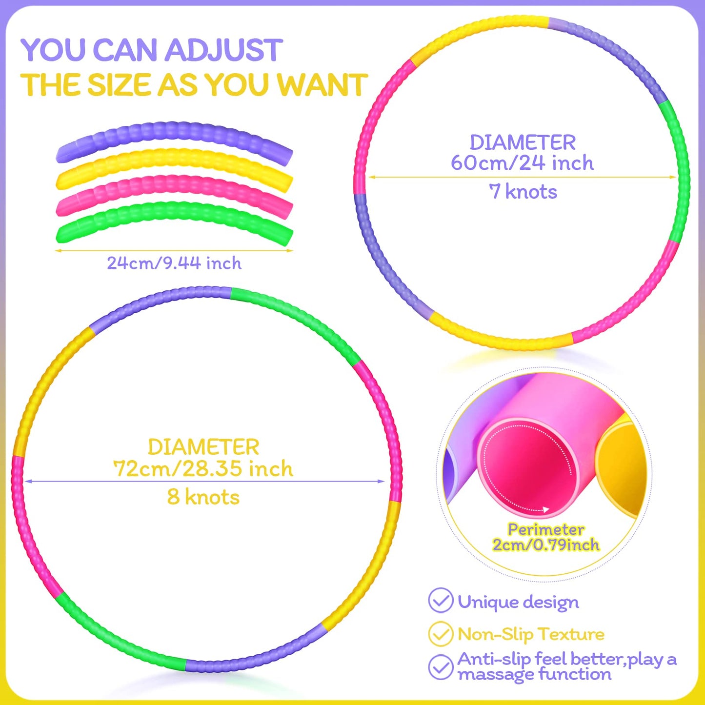 Vinsot Toy Hoop Detachable Plastic Hoops Exercise Equipment Toy Adjustable Rings for Sports Playing Party Game Dance Pet Training (8 Pieces)