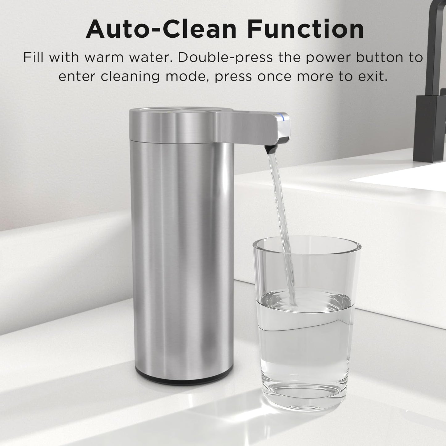 Newise Automatic Soap Dispenser - 9 oz, Rechargeable Touchless Liquid Soap for Kitchen and Bathroom with 3 Adjustable Dispensing Modes, Stainless Steel