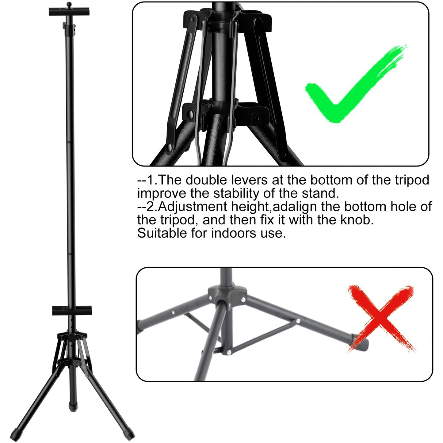 WHAUU 2Pack Double-Sided Sign Holder,Advertising Display Tripod Poster Stand,Adjustable Pedestal Sign Stand Height Up to 79 in, Poster Stand for Wedding,Restaurant or Business(Poster not included)