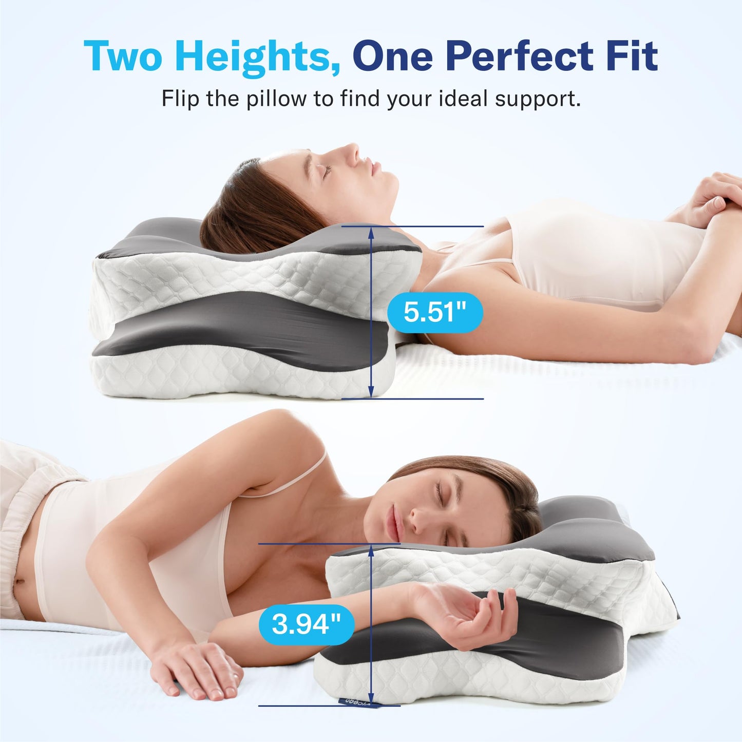 Alcedo Cervical Memory Foam Pillow for Neck and Shoulder Pain Relief, Ergonomic Adjustable Orthopedic Pillow with Cervical Support for Side, Back and Stomach Sleepers