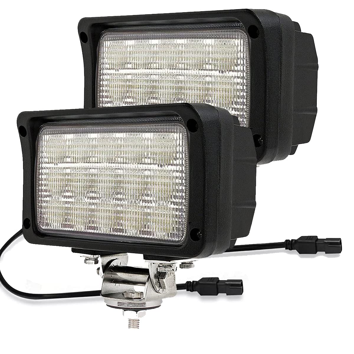 JASLITE 2PACK 6.3IN 45W Led Work Lights 12v/24v 4500LM 6500K Rectangular Foglights,Waterproof Offroad Flood Led Light Bar for Tractor,Truck,Combine,Heavy Equipment,with DT Connector