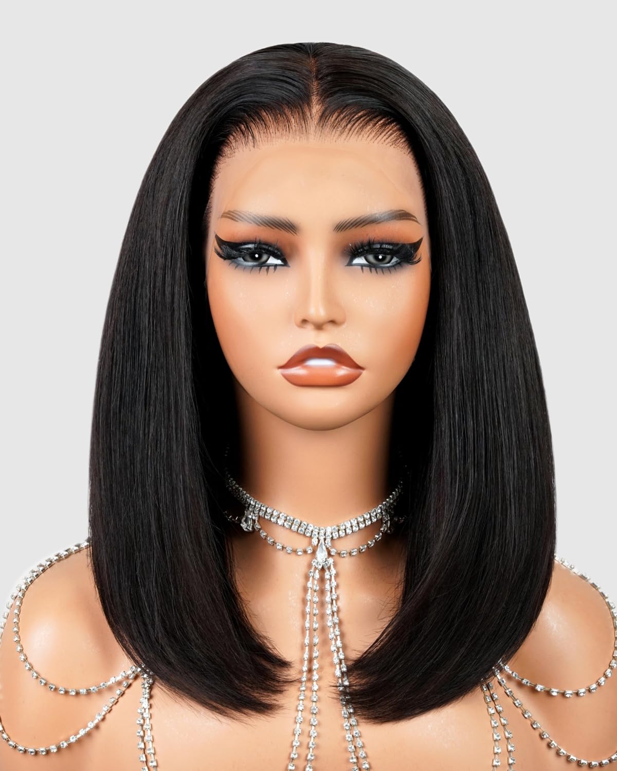 Megalook hair Short Bob Wig Human Hair 13x4 HD Lace Front Wig Human Hair Pre Plucked with Baby Hair 210% Density Natural Black Straight Bob Wigs Human Hair for Black Women 10 Inch