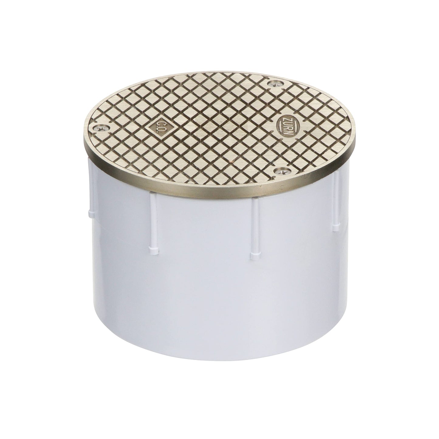 Zurn CO2450-PV4 Adjustable Floor Cleanout, Nickel Top, 4" PVC, Brass