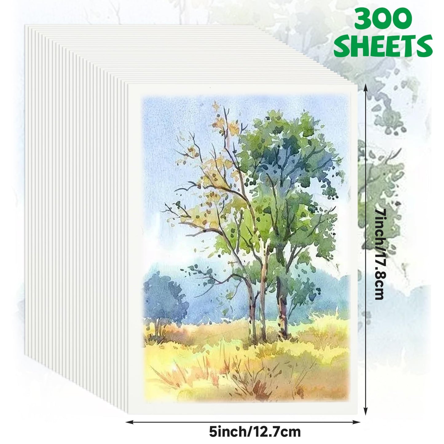 FVIEXE 300 Sheets 5x7 Watercolor Paper, 140lb/300gsm Cold Press Water Color Paper Bulk Textured Cotton Drawing Paper, Art Supplies for Artist, Watercolors, Acrylic Painting