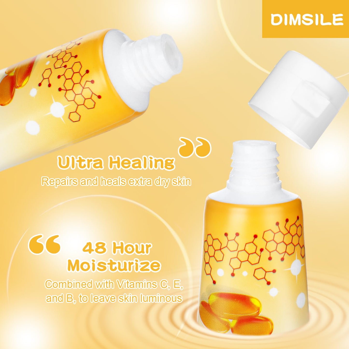 Dimsile 100 Pack Natural Style Travel Size Body Lotion 1 oz Dry Skin Moisturizer with Flip Cap for Extra Dry Skin, for Inns and Hotels, Offices, Airlines, Gyms and More(Natural Style)