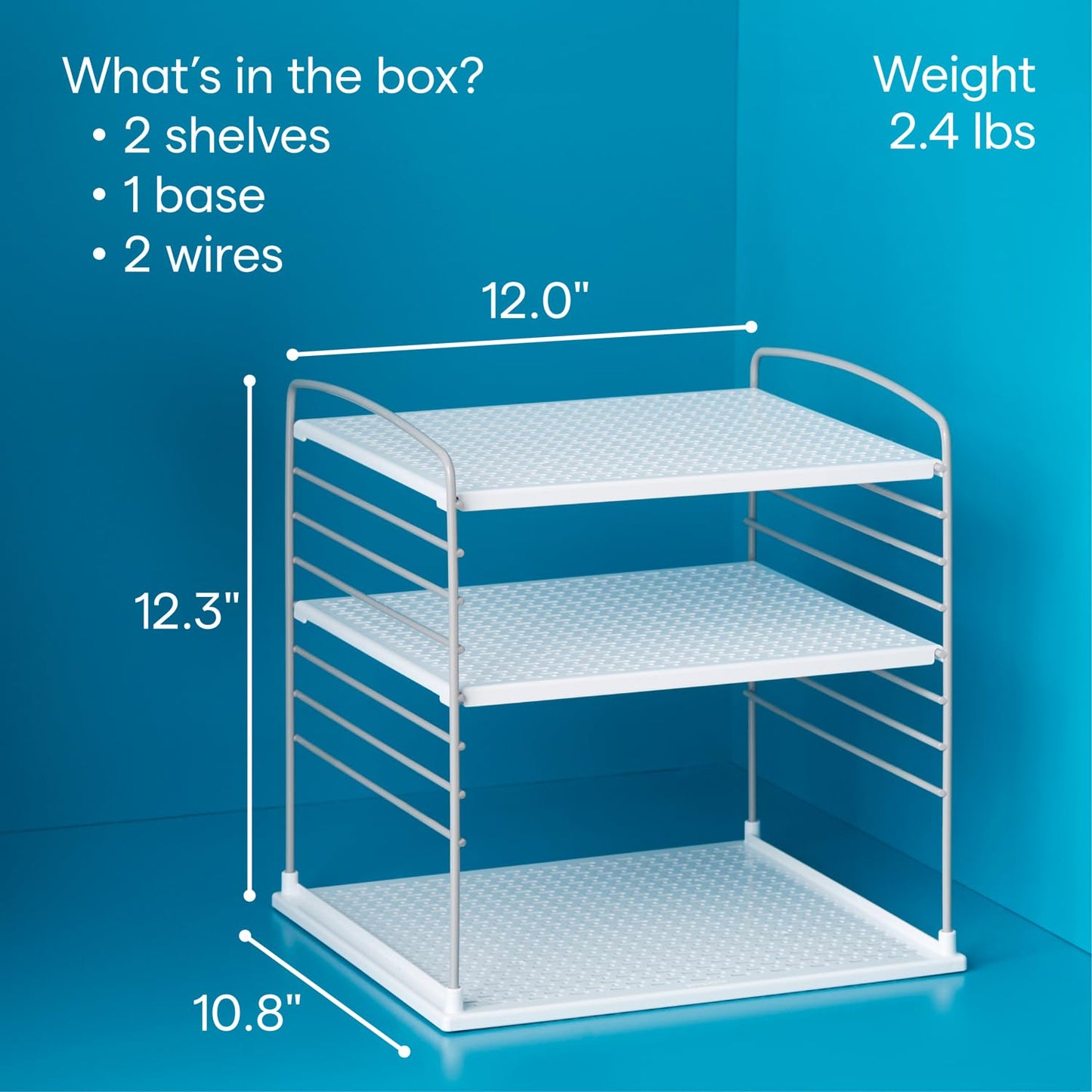 YouCopia UpSpace Cabinet Box Organizer, Adjustable Kitchen and Pantry Shelf for Plastic Wrap and Foil Storage, Extra Large, White