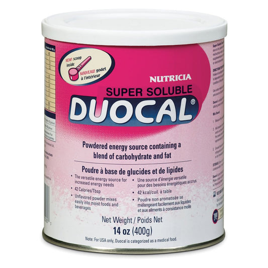 Duocal Nutricia High Calorie Super Soluble Powder - High-Calorie Support Supplement Powder - Energy Supplement with Dual Source of Carbohydrate & Fat - Dairy-Free - Unflavored, 14.1 oz (Case of 1)