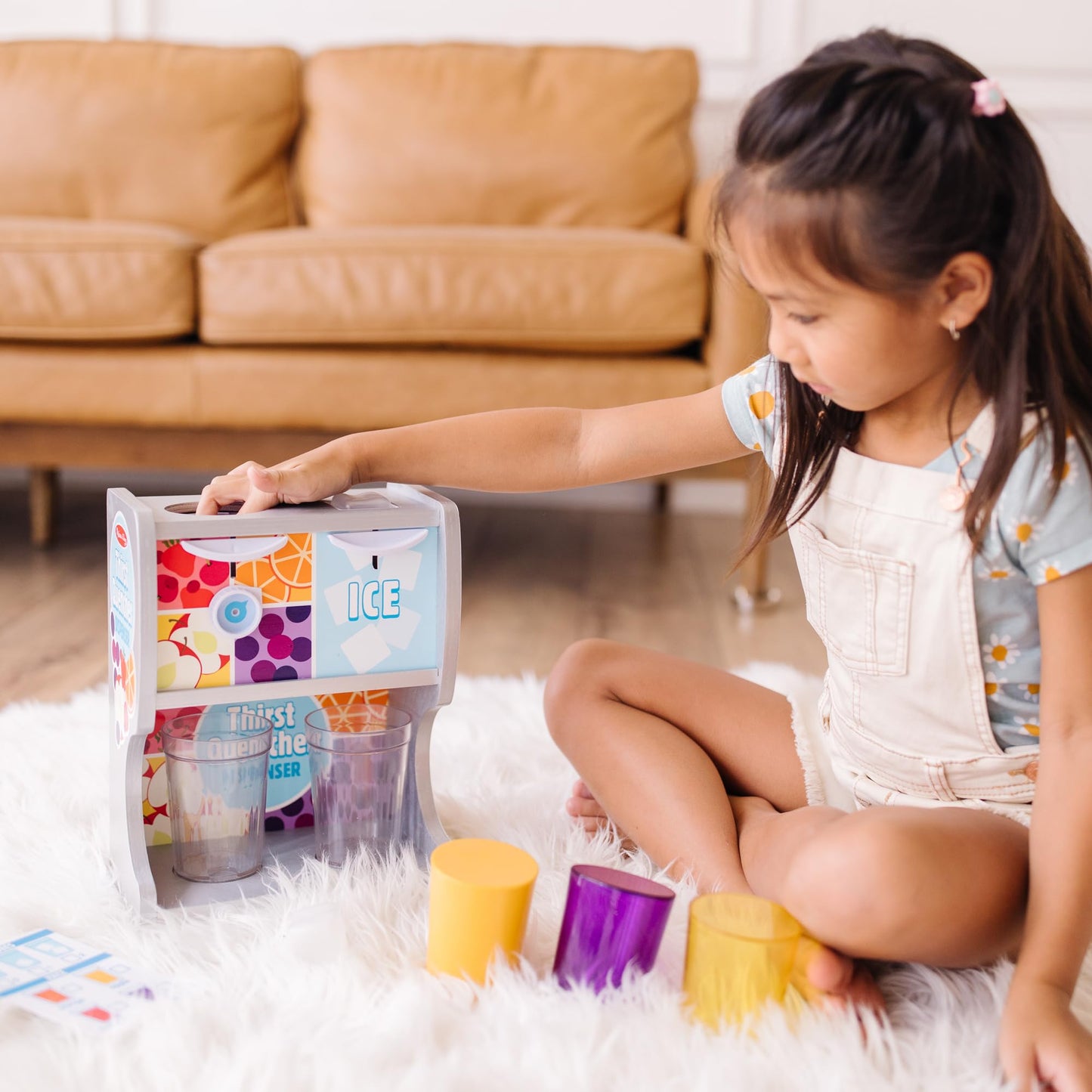 Melissa & Doug Thirst Quencher Wooden Drink Dispenser Pretend Play Set with Cups, Juice Inserts, Ice Cubes - FSC CertifiedPretend Play Soda Fountain, Food Sets for Kids Kitchen, for Kids Ages 3+