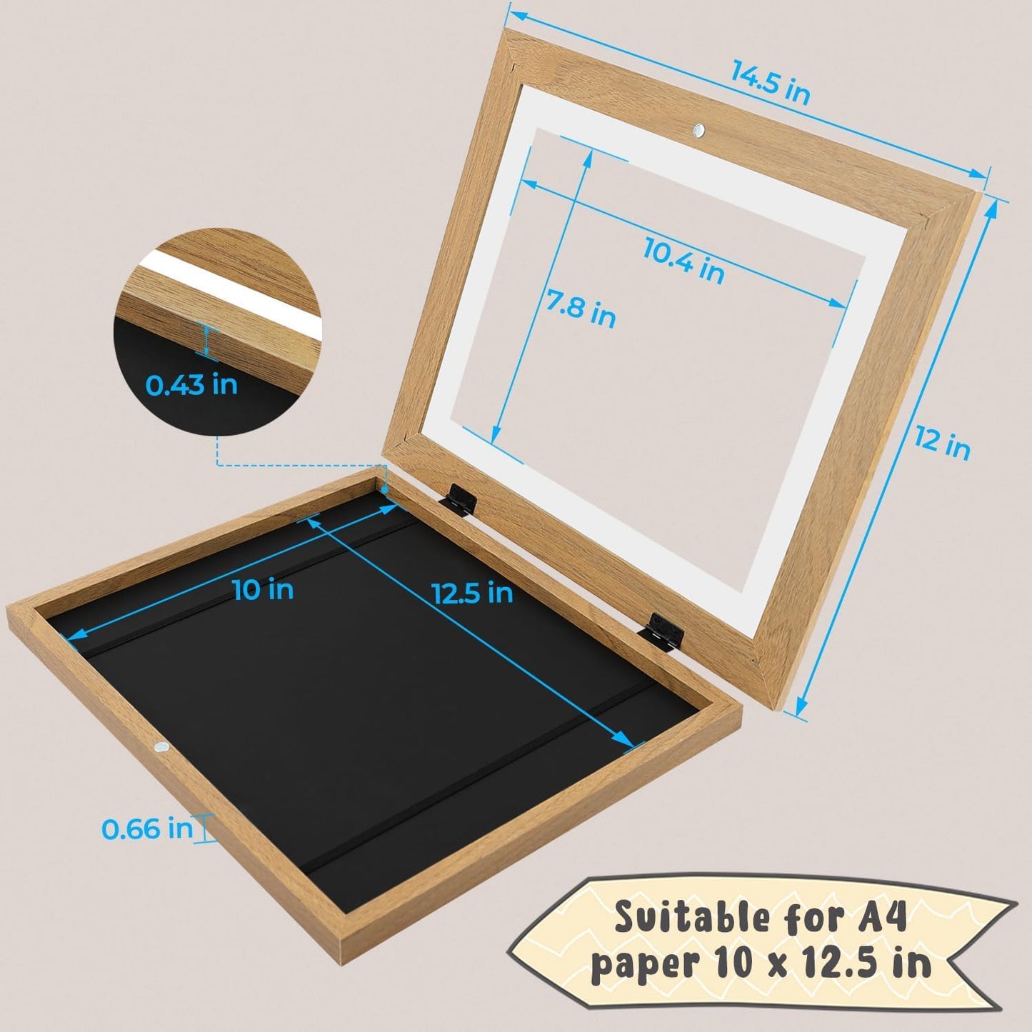 Golden State Art, 10x12.5 Kids Art Frames, Front-Opening Picture Frame Great for Kids Drawings, Artworks, Children Art Projects, Schoolwork, Home or Office (Brown Set of 4)