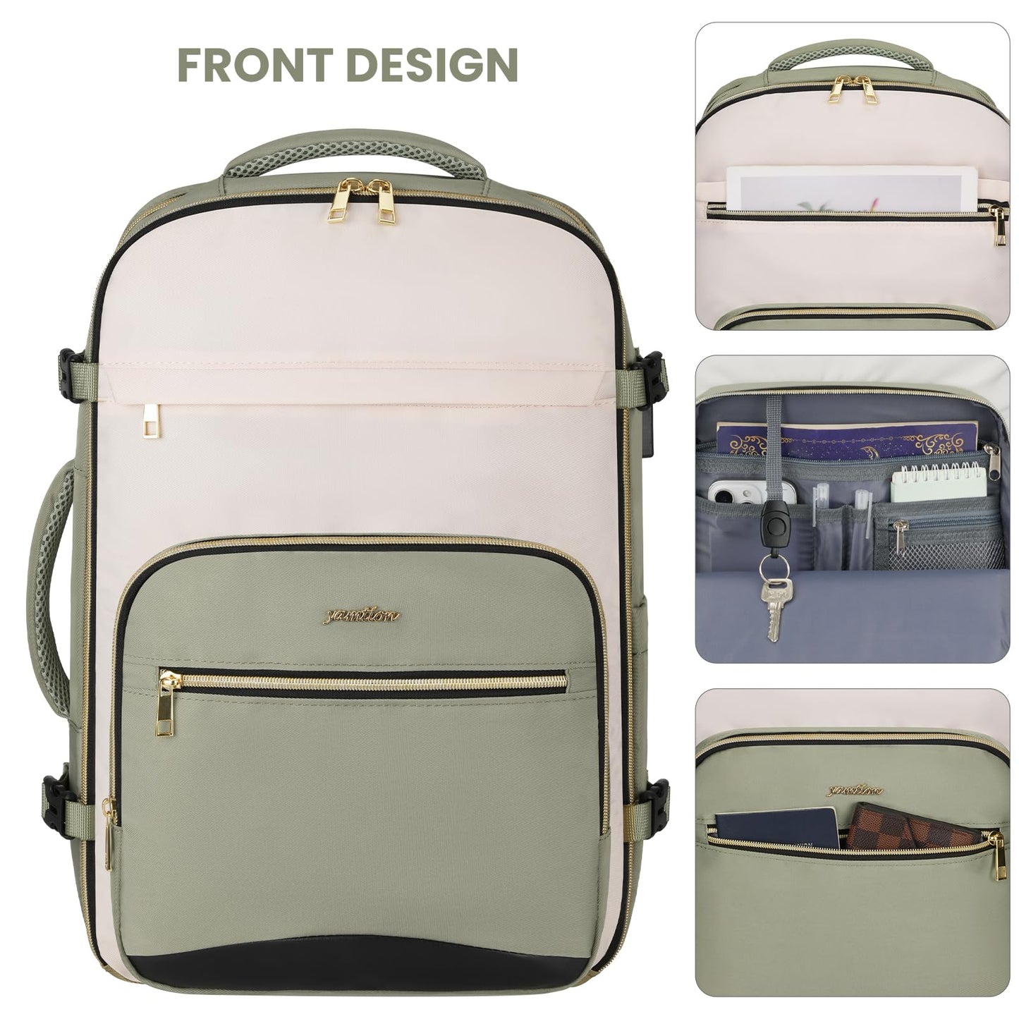 YAMTION 40L Large Travel Backpack for Women,Carry On Luggage with 4 Packing Cubes, Airline Approved Weekender Backpacks for Personal Items fits 17 Inch Laptop