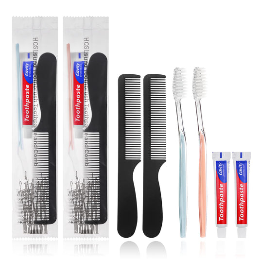 100 Pack Disposable Toothbrushes with Toothpaste and Comb for Homeless Individually Wrapped,10g Travel Toothpaste,7inch Black Hair Comb,Soft Bristle Toothbrush for Hotel,AirBnb,Shelter,Charity