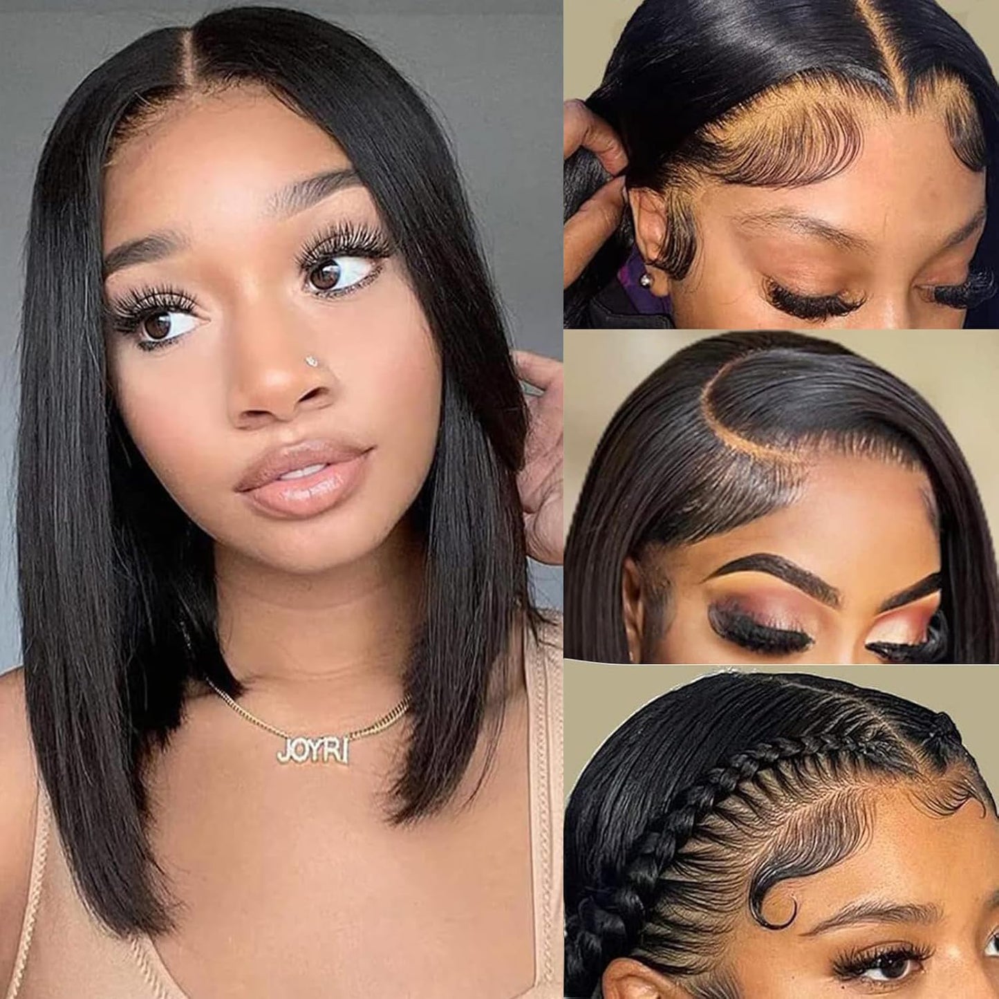 Superfect Bob Wig Human Hair 14 Inch 13x4 HD Lace Front Wigs Human Hair Free Part Pre Plucked Straight Lace Frontal Bob Wigs for Women 180% Density Human Hair Wig Natural Black Color(14 Inch, Bob Wig)