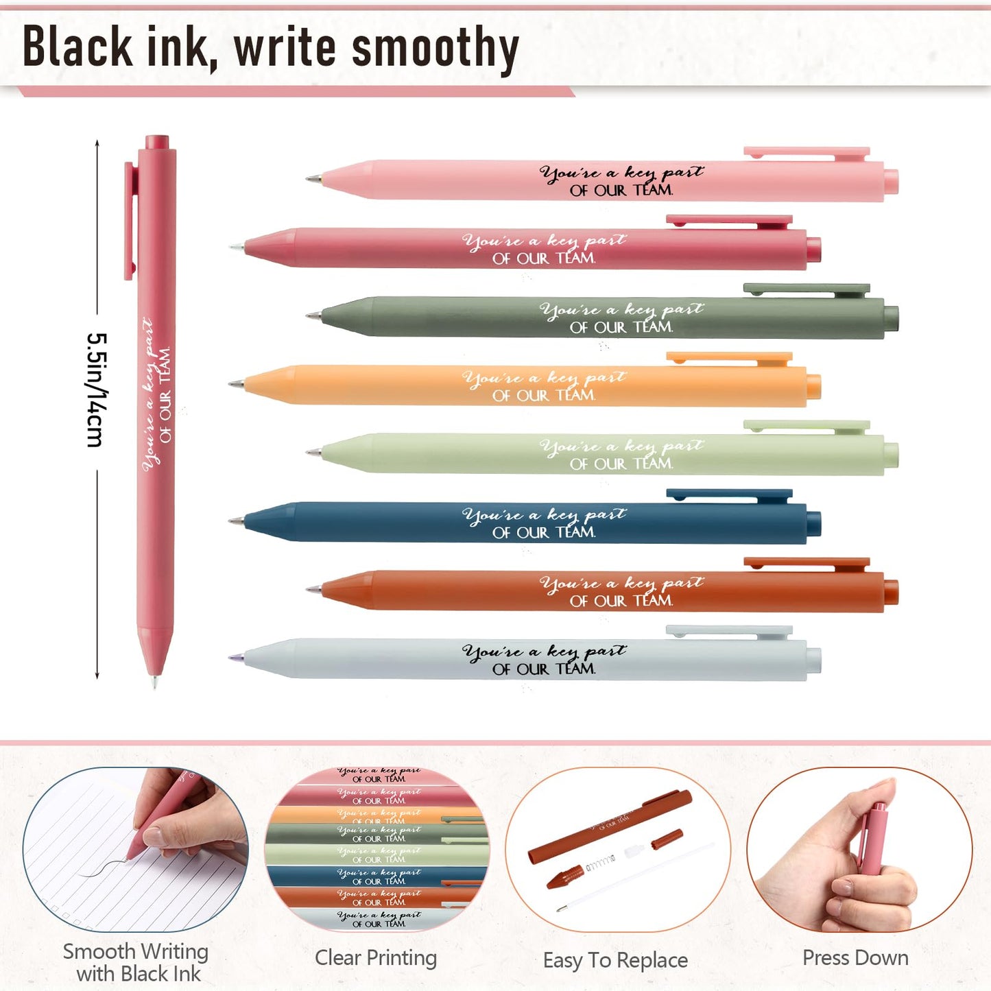 Resurhang 48 Pcs/24 Set End of The Year Teacher Appreciation Gifts Graduation Gift A6 Spiral Notebook with Ballpoint Pen Inspirational Journal for Staff Cna Week Gift(Bright Color,Team Together)