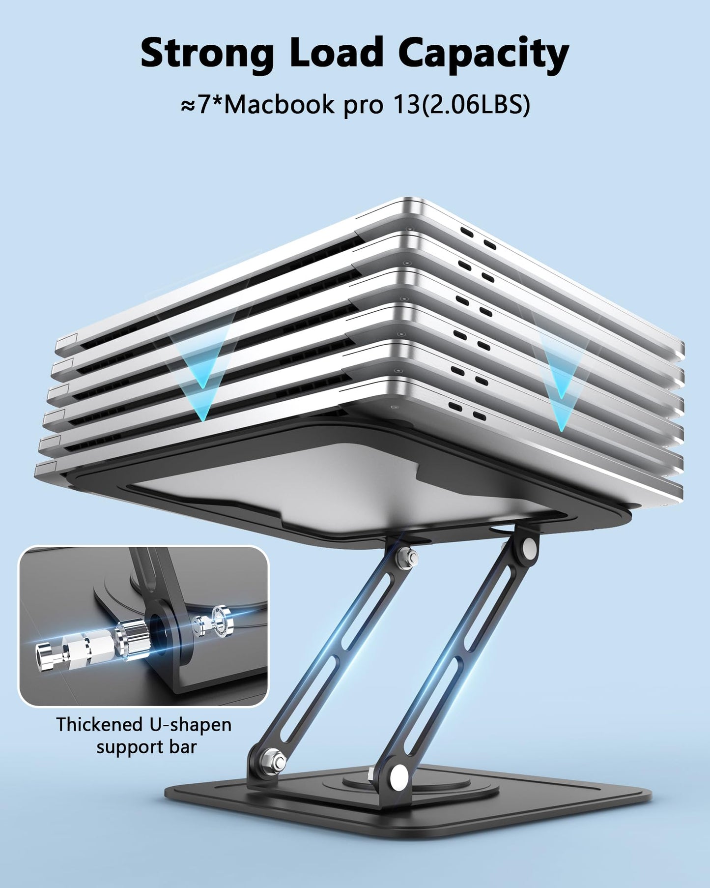 LOXP Adjustable Laptop Stand, Computer stand with 360 Rotating Base, Ergonomic Laptop Riser for Desk Foldable Laptop Mount Protable Computer Stand for Laptop Fits with MacBook Pro Air (10-16") - Black
