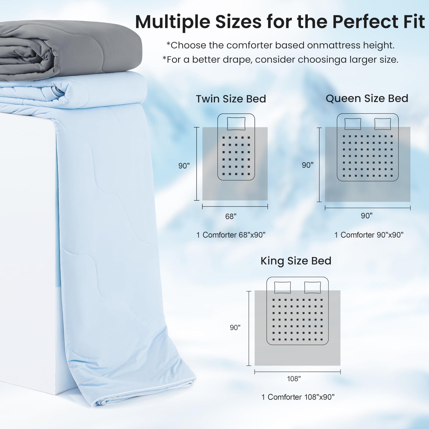 Love's cabin Cooling Comforter King Size, Double Sided Cooling Blankets for Hot Sleepers, Q-Max>0.4 Instant Cool-to-Touch, 2X Breathable & Moisture-Wicking, Oeko-TEX Certified, 108"x90" Grey