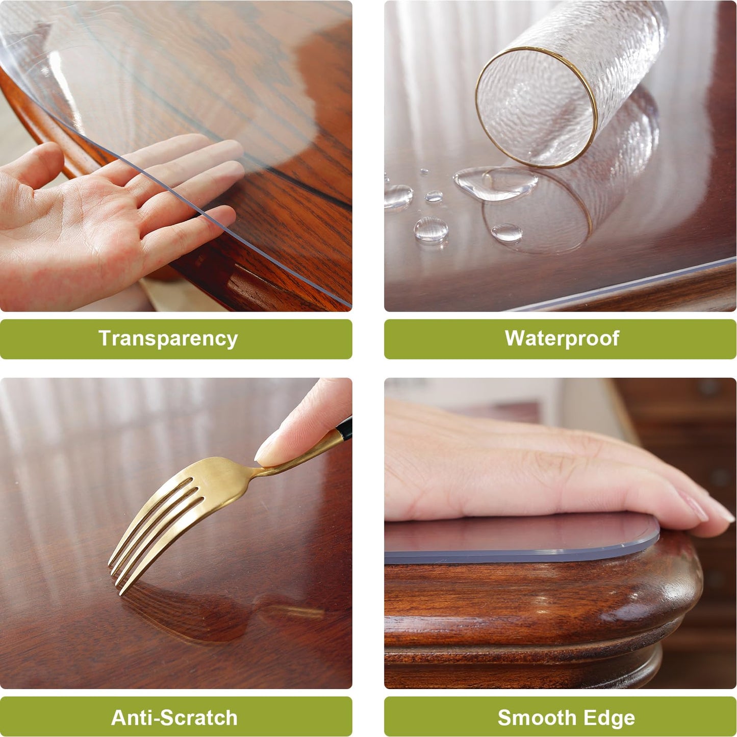 OstepDecor 42 x 60 Inch Clear Table Cover Protector, 2mm Thick Clear Plastic Table Cover, Waterproof Dining Table Protector, PVC Vinyl Desk Mat Pad for Coffee, Dining, Dresser & Nightstand Tops