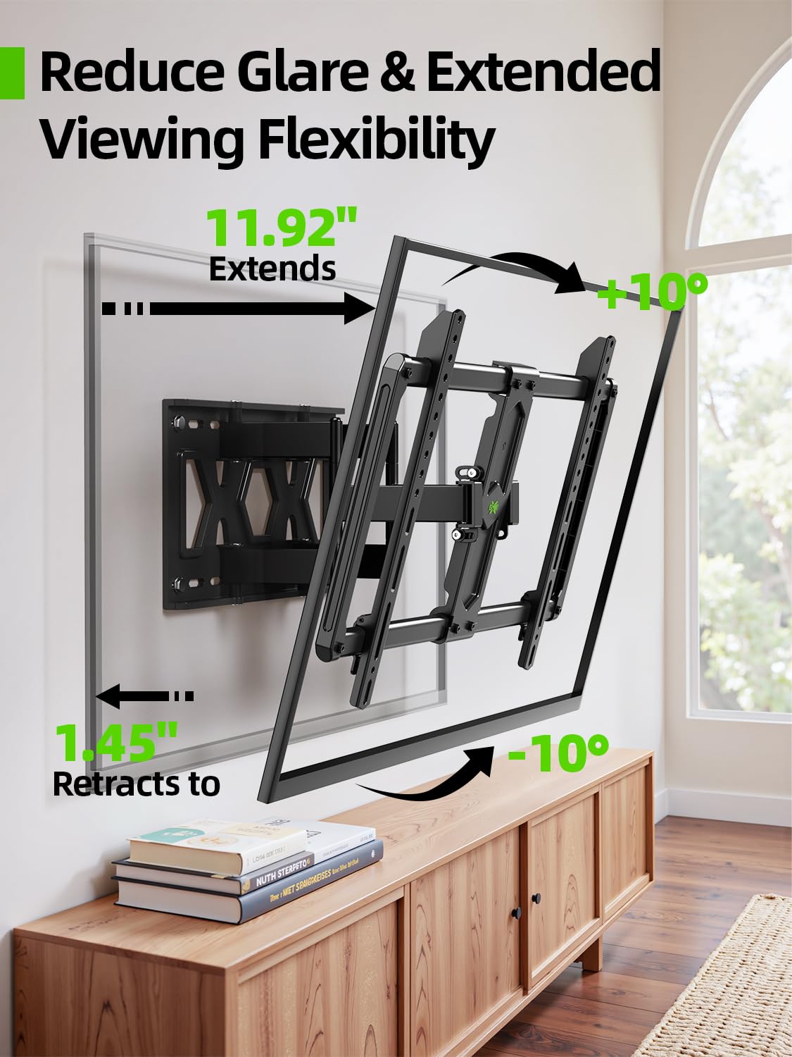 USX MOUNT Ultra Slim TV Wall Mount for Most 37-90 inch Television, Full Motion TV Mount Dual Swivel Articulating Tilt 6 Arms, Up to 120lbs, VESA 600x400mm, Max 16" Wood Studs, XML612-K