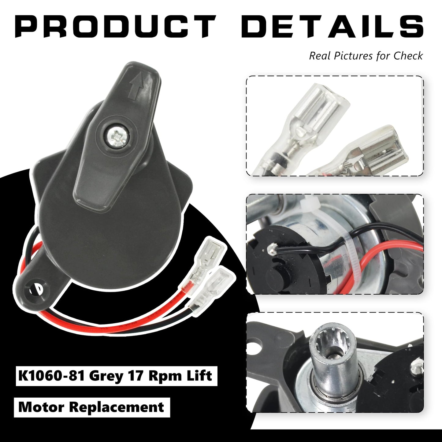 ZNTVW RV Fan Vent K6010-81 17 RPM Lift Motor B Series Roof Vents with Powered Lifts - Gray Cap