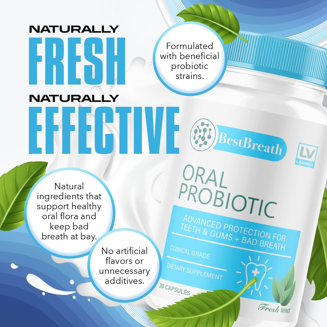 5 Pack - Best Breath - Best Breath Oral Probiotic, Best Breath Probiotic, Best Breath Pills, BestBreath, Best Breathe 150 Capsules For 5 Months, Best Breath Oral Probiotics For Mounth Bad Breath.