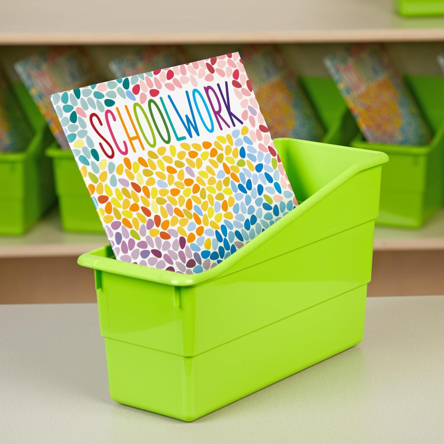 Really Good Stuff Durable Book and Binder Holder - 5pack, Bright Neon Colors, 5 ?? x 12 ?? x 7 ??, Classroom Organization, Storage Solution, Sturdy and Versatile