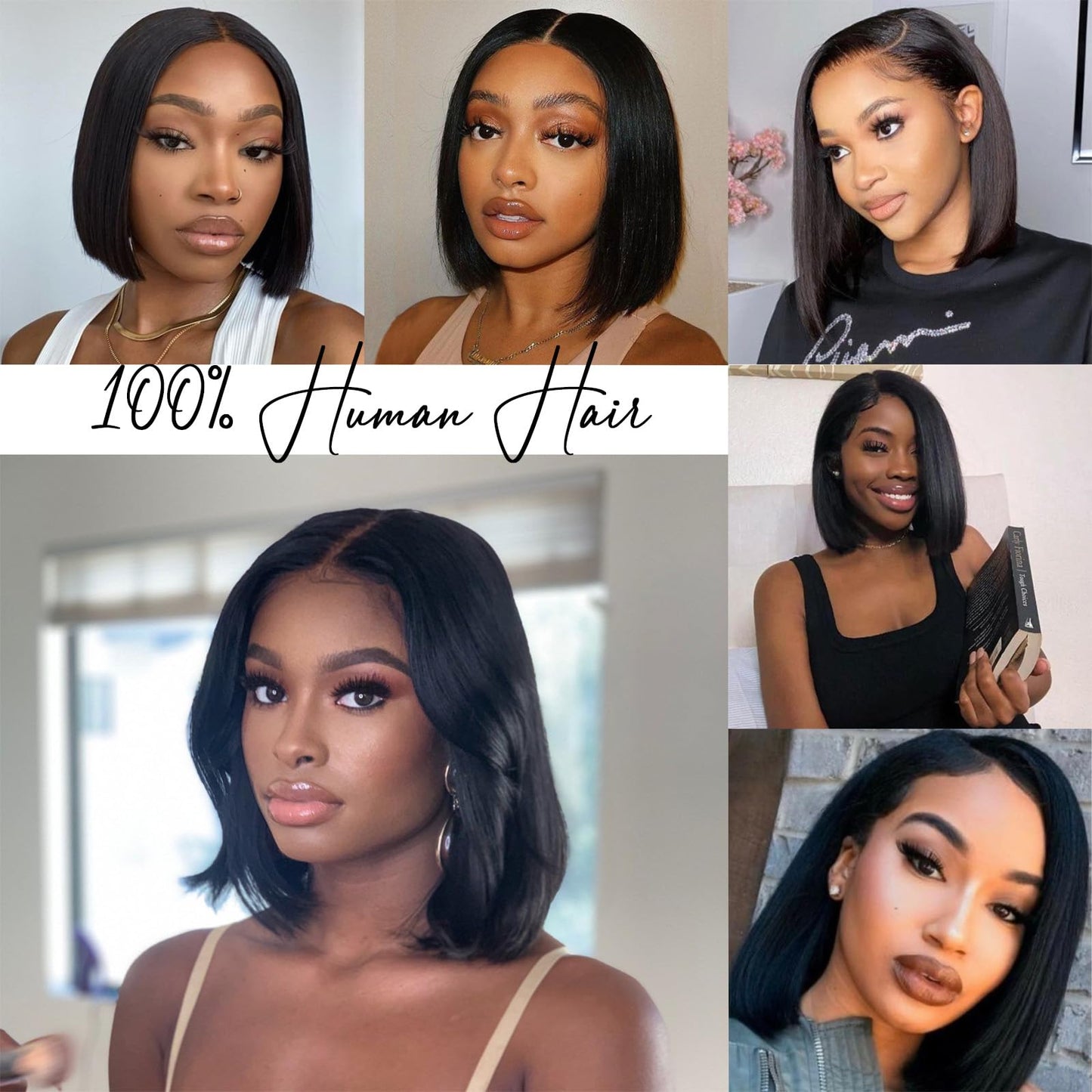 Short Bob Wig Human Hair 13x4 HD Transparent Lace Front Wigs Human Hair Pre Plucked with Baby Hair Glueless Wigs Human Hair 180% Density Straight Frontal Lace Wigs for Women Natural Color 8 Inch
