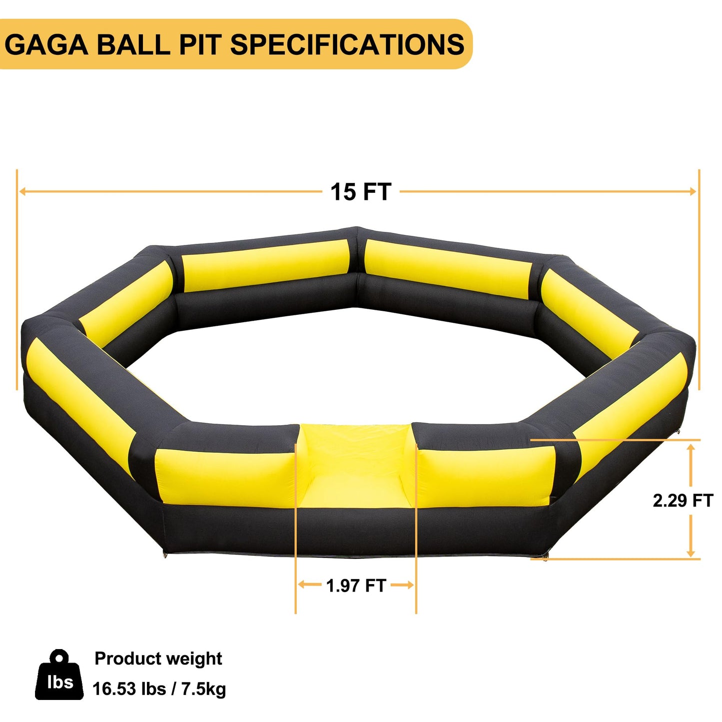 Blatesic Gaga Ball Pit Inflatable 15FT with Powerful Built-in Blower,Portable Gaga Pit for Indoor Outdoor School Family Activities