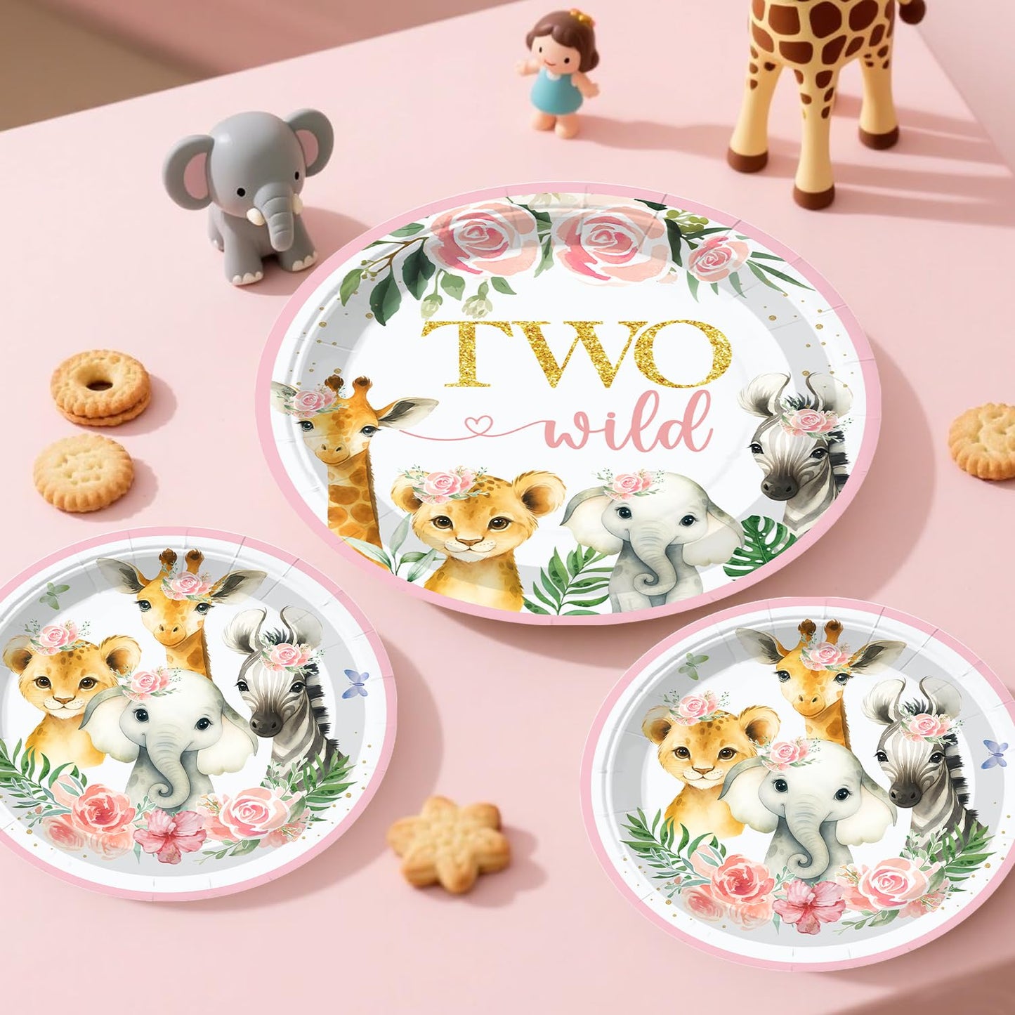 Two Wild Birthday Decorations Girl Safari Animal Jungle Theme 2nd Birthday Party Supplies Include Born Two be Wild Banner Balloons Garland Arch Plates and Napkins 2nd Decorations for Toddler Girl