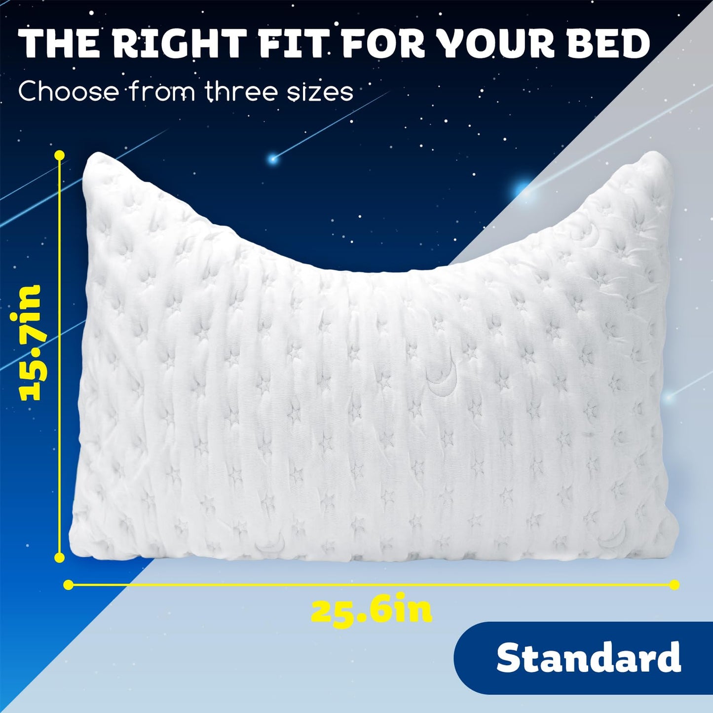 KUCEY Cooling Side Sleeper Pillow for Neck and Shoulder Pain, Luxury Shredded Memory Foam Curved Bed Pillows for Sleeping Set of 2- Adjustable Standard Size- Washable Cover Crescent White