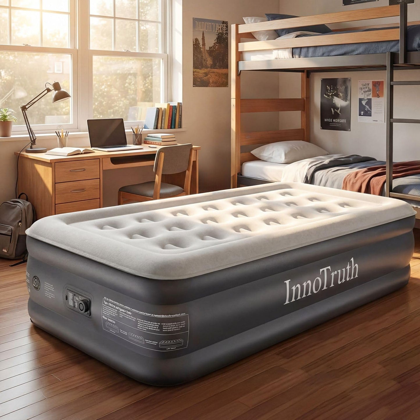 InnoTruth Twin Air Mattress with Built in Pump, Famiy Choice Award Winner, Inflatable Blow up Mattress, 18" Raised Colchones Inflables Air Bed, Ideal for Home and Outdoor, 300lbs