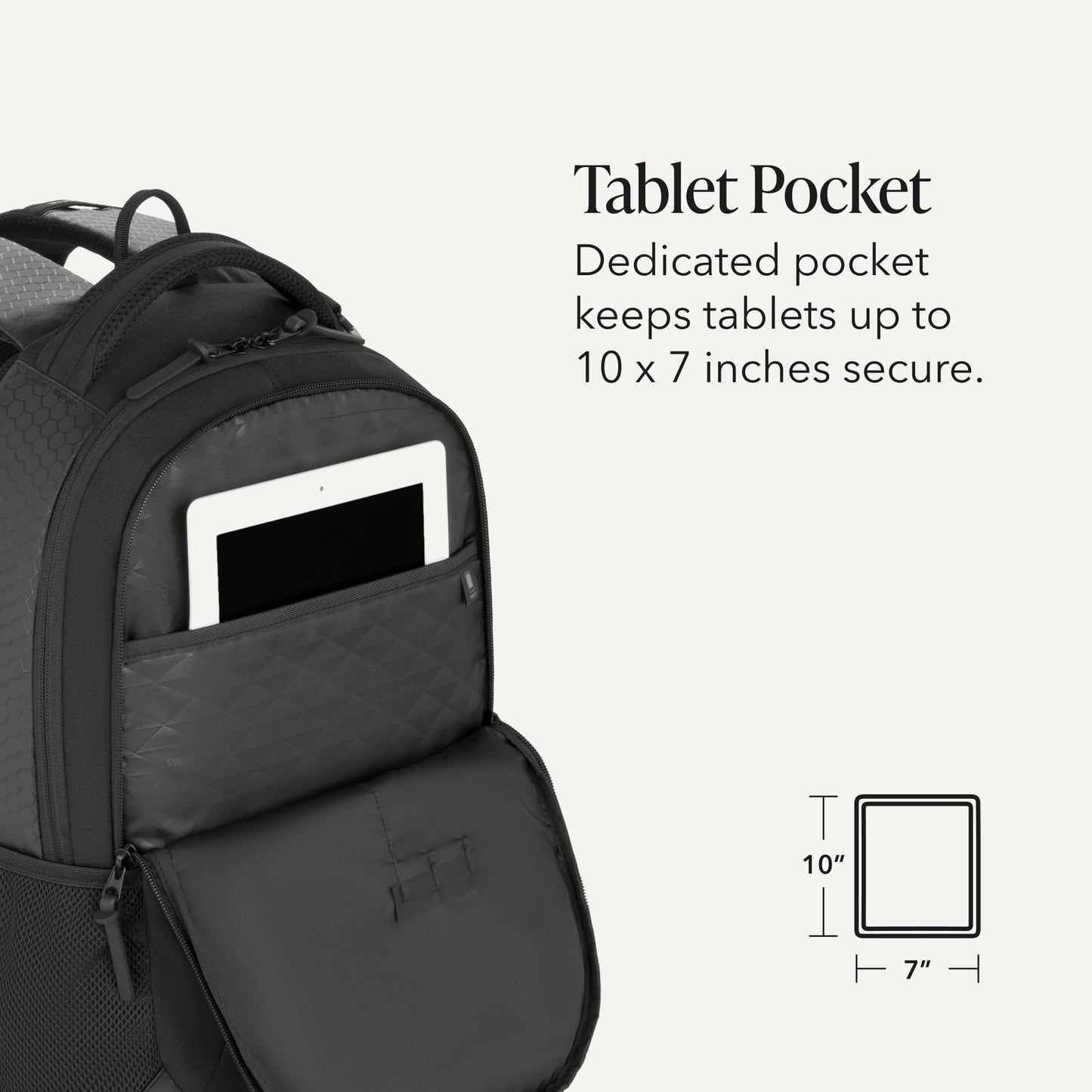 SWISSGEAR Cecil Laptop Backpack, Fits Most 16-Inch Laptops, Three-Compartment Design, Airflow Back Panel, Black, 27.3L, 18-Inch