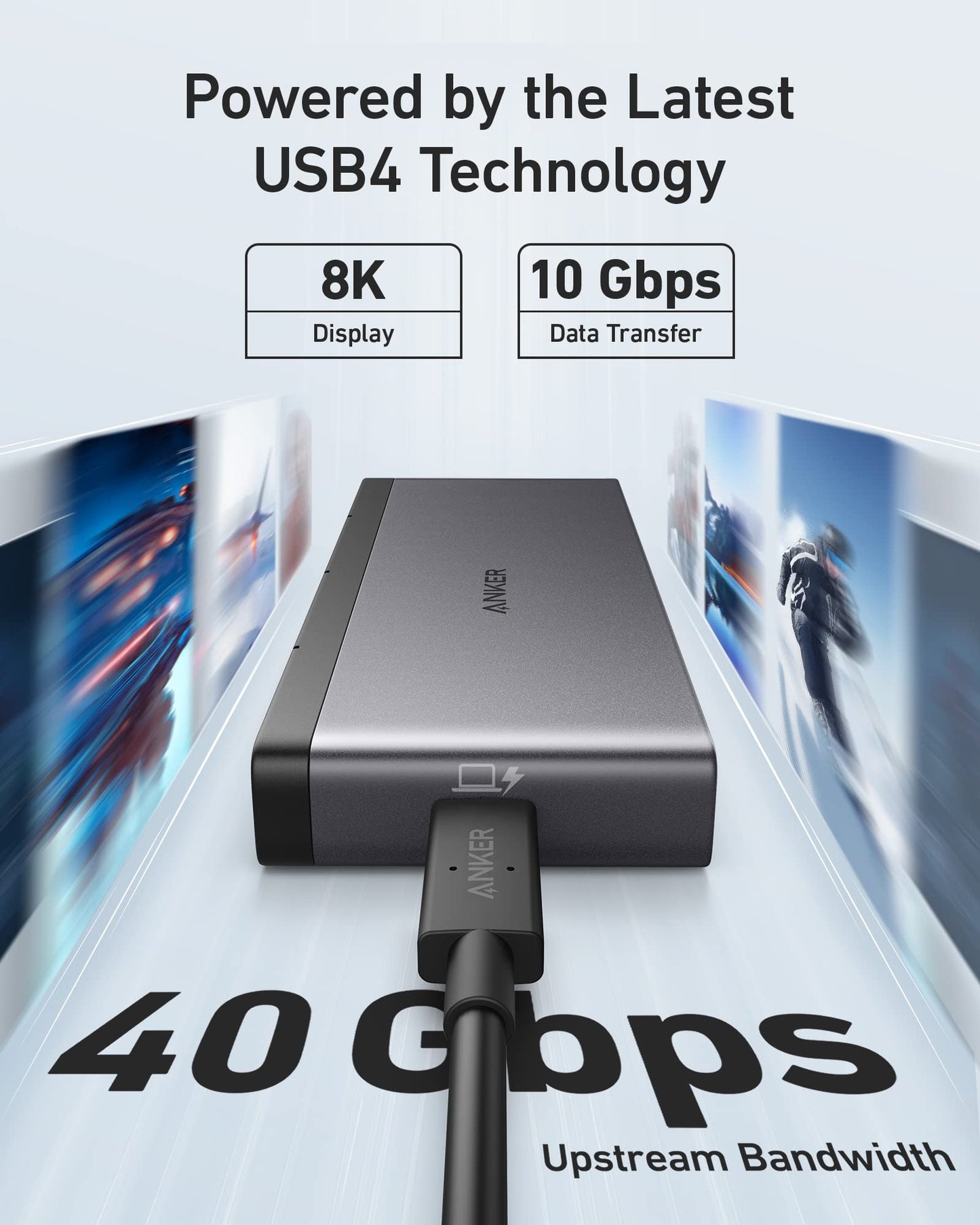 Anker USB C Hub, 8-in-1 USB4 Docking Station with 1.6ft Cable, 10 Gbps Data Ports, 8K HDMI and DisplayPort, for Microsoft Surface Pro 8, HP EliteBook 850 G8, and More