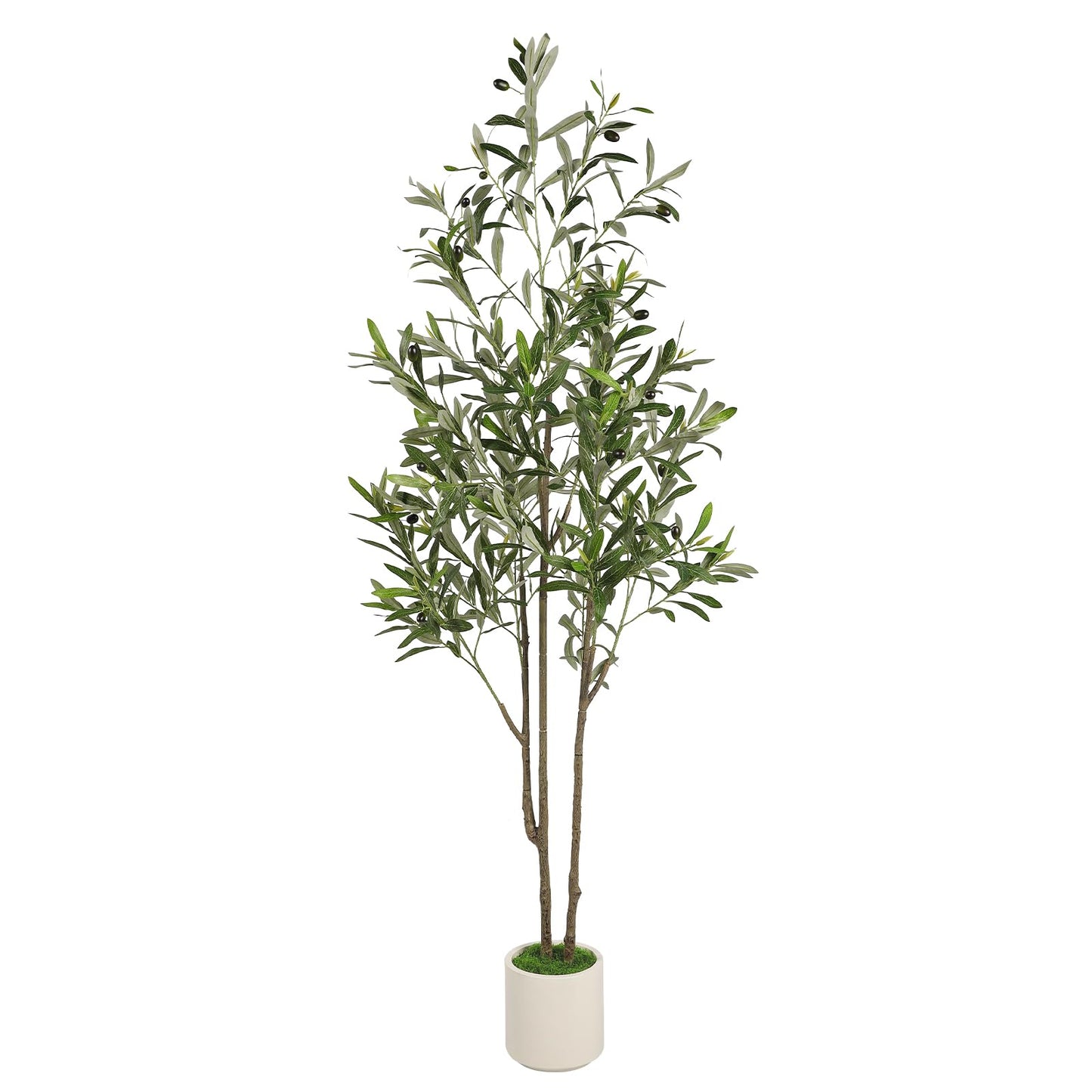 Alupssuc 5ft Olive Trees Artificial Indoor & Outdoor, Faux Olive Tree with Lively Artificial Trunk and Lifelike Fruits, Fake Potted Tree for Modern Home Office Living Room Decor