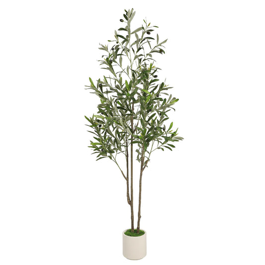 Alupssuc 5ft Olive Trees Artificial Indoor & Outdoor, Faux Olive Tree with Lively Artificial Trunk and Lifelike Fruits, Fake Potted Tree for Modern Home Office Living Room Decor