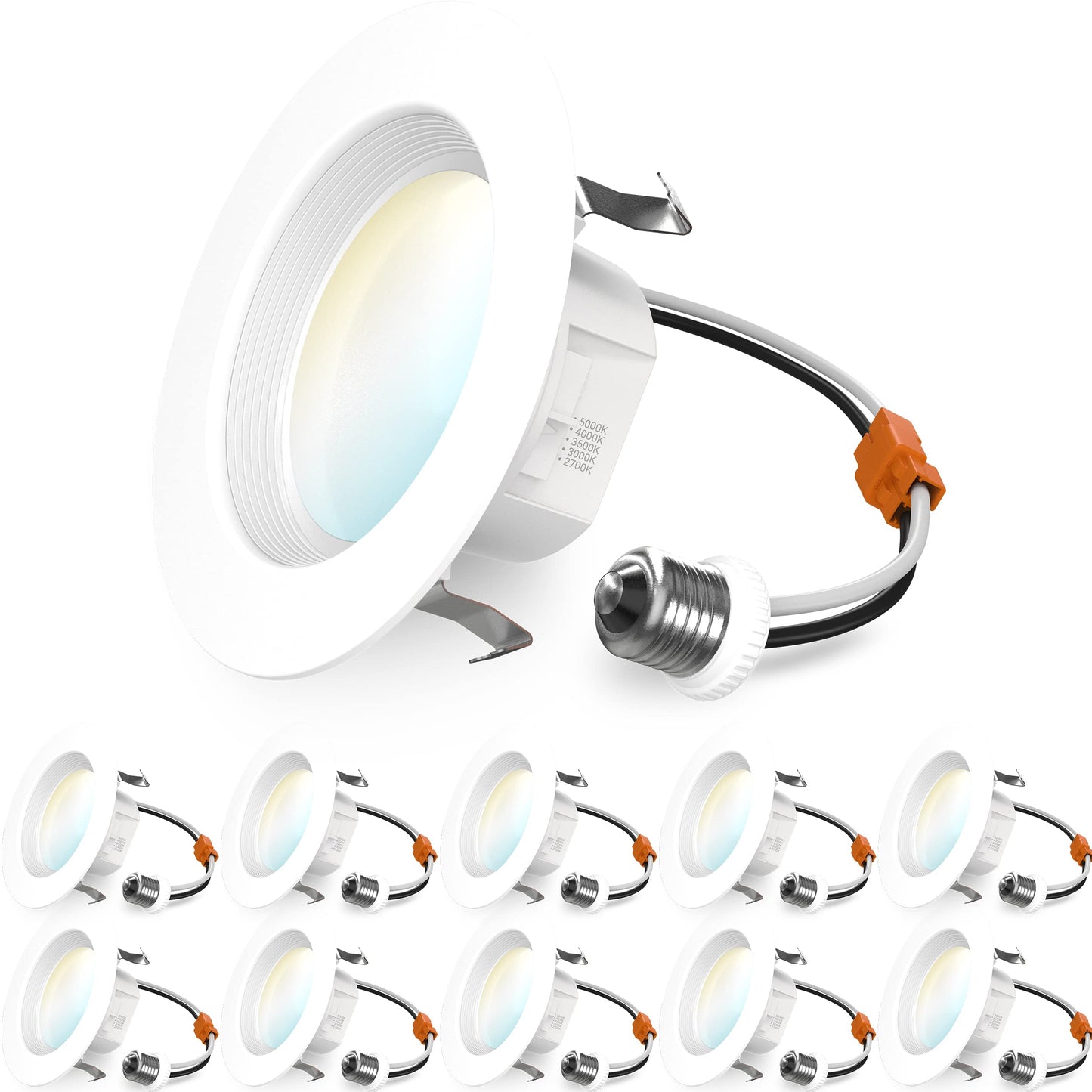 Sunco 10 Pack 4 Inch LED Recessed Lights, Retrofit Can Lighting, 660 LM, 11W (40W Equivalent), Selectable CCT 2700K/3000K/3500K/4000K/5000K, Dimmable, Baffle Trim, Replacement Conversion Kit UL